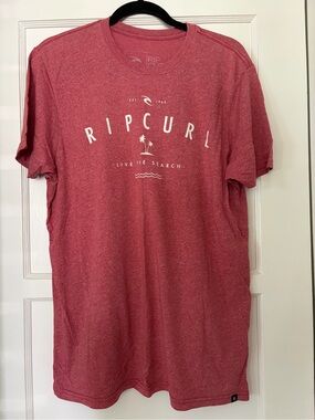 Rip Curl Heather Red Crew Neck Logo Tee